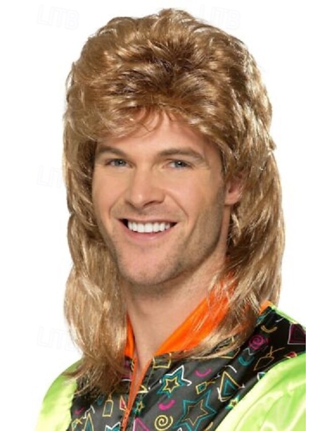 Vokuhila Dark Blond with Strands Halloween Cosplay Party Wigs2