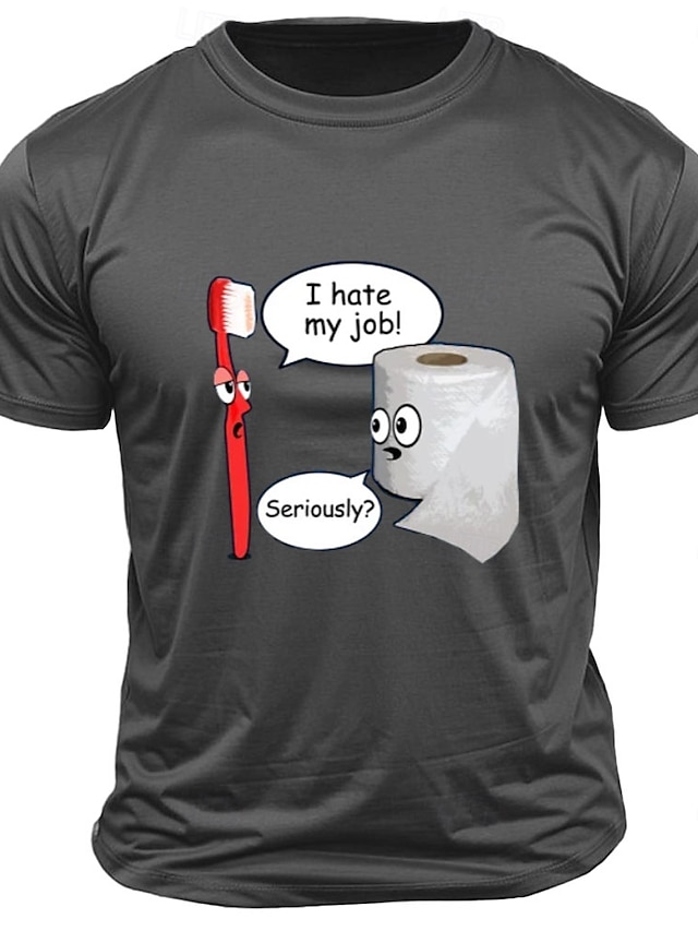  Homme Imprimé Lettre Drôle T-shirt 100% Coton Manche Courte Graphique Chemise Noir Blanche Gris foncé T-shirt confortable Rue Sport en Plein Air Vêtements de créateurs de mode