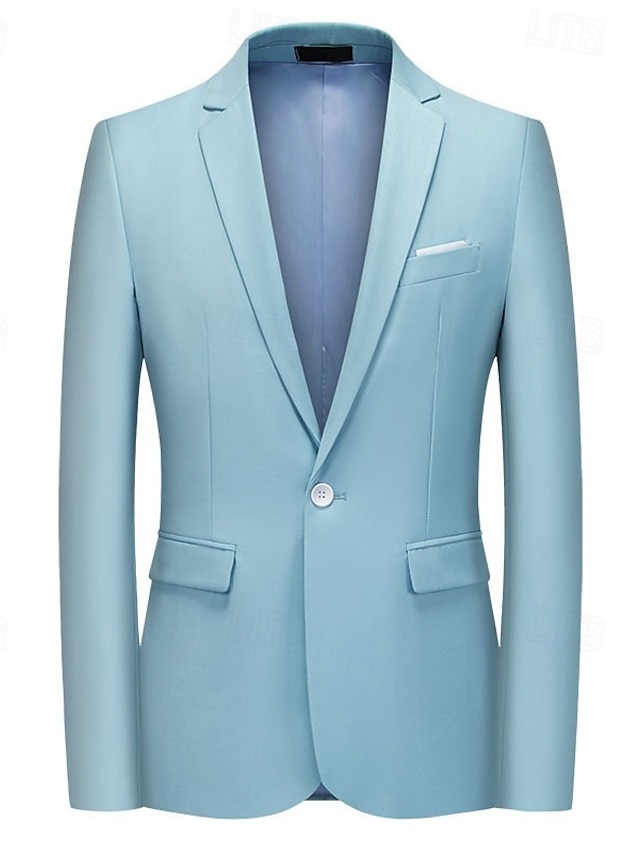  Herre drakter utendørs Arbeid Daglig Lomme Mote Daglig Vår & Vinter Polyester Bomullsblanding Helfarge Lomme Knapper Enkeltkneppet Blazer Rosa Himmelblå Oransje