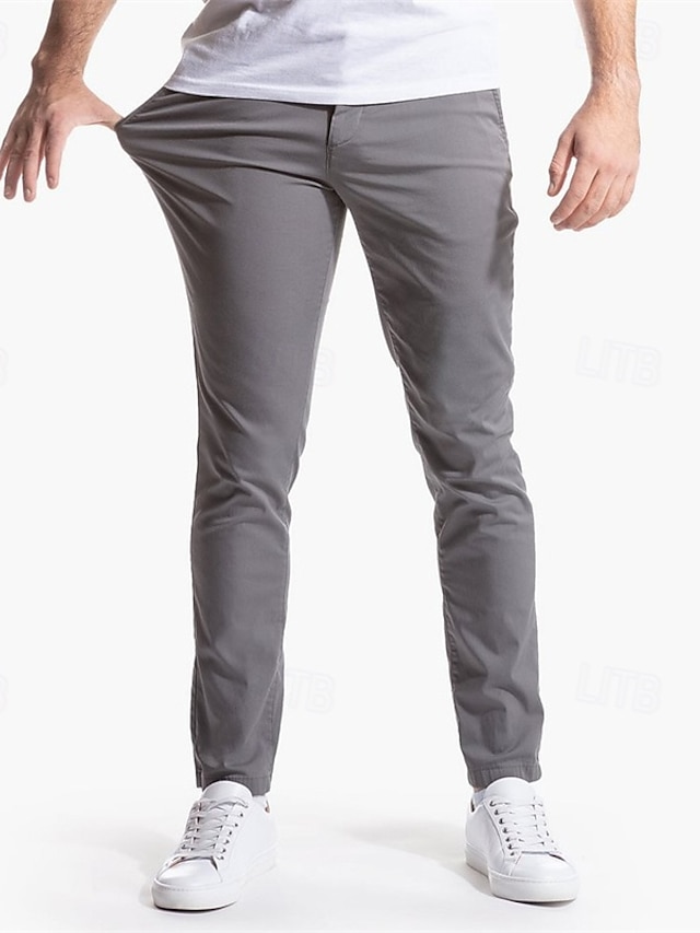  Herren Anzughosen Hose Hosen Chinesisch Chino Knopf Tasche Einfarbig Komfort Formal Party Arbeit Modisch Klassicher Stil Armeegrün Rauchgrau Mikro-elastisch