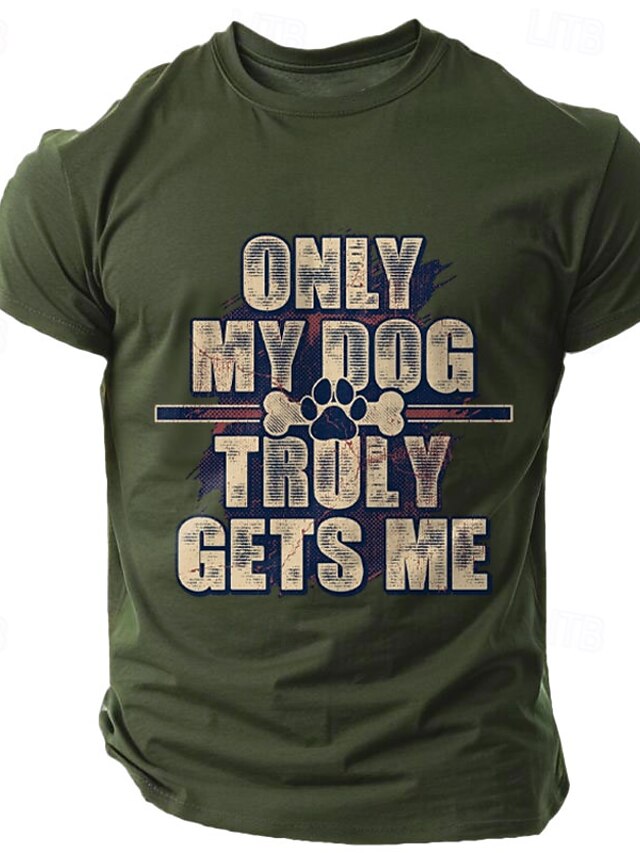  Homens Cachorro Engraçado impressão de carta Camiseta T-shirt 100% Algodão Manga Curta Gráfico Camisa Preto Vermelho Verde Tropa Camiseta confortável Rua Esportes Roupas de estilistas