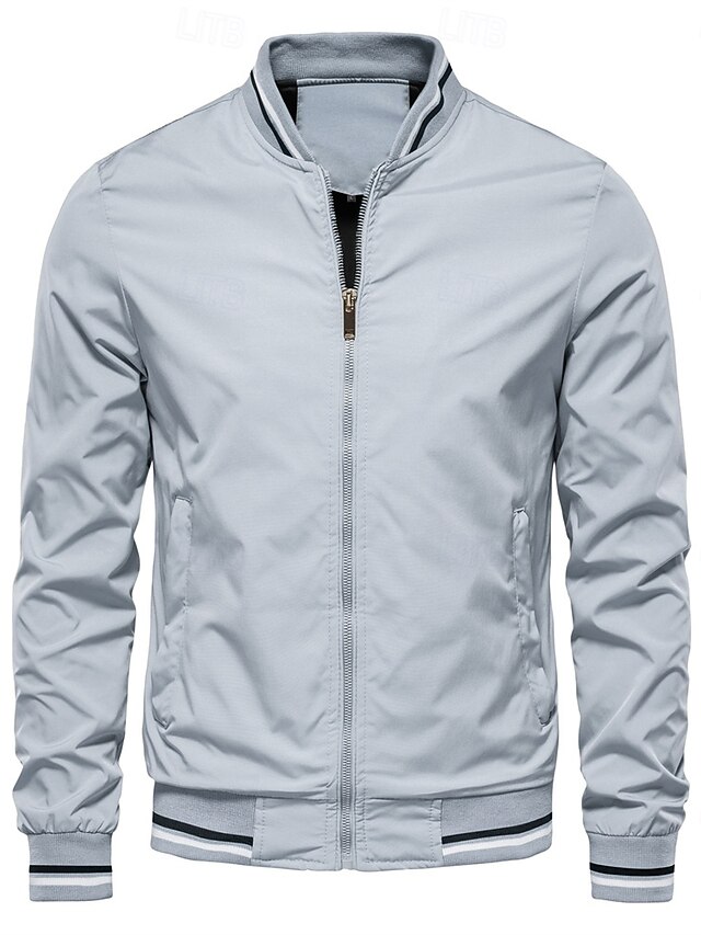 Homme Veste légère Bomber Sport extérieur Casual Quotidien Coupe-vent Zippé Printemps & Automne Bloc de couleur Décontractées Normal Chameau Noir Vert Kaki Bleu de minuit Veste