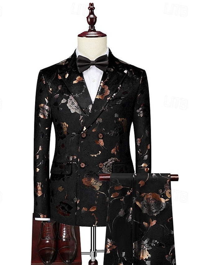 Tailored Fit Notched Lapel Single Breasted One-button Men's Party Jacket