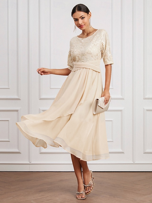  Women's Plain Dress Midi Dress Polyester Ruched Casual Crew Neck Half Sleeve White Color