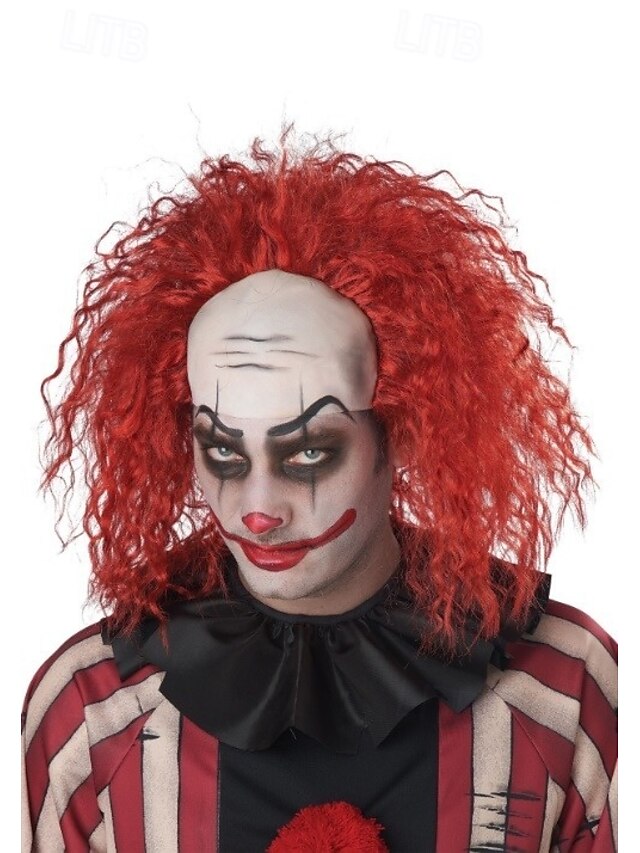 Red Creepy Clown Wig Halloween Cosplay Party Wigs3