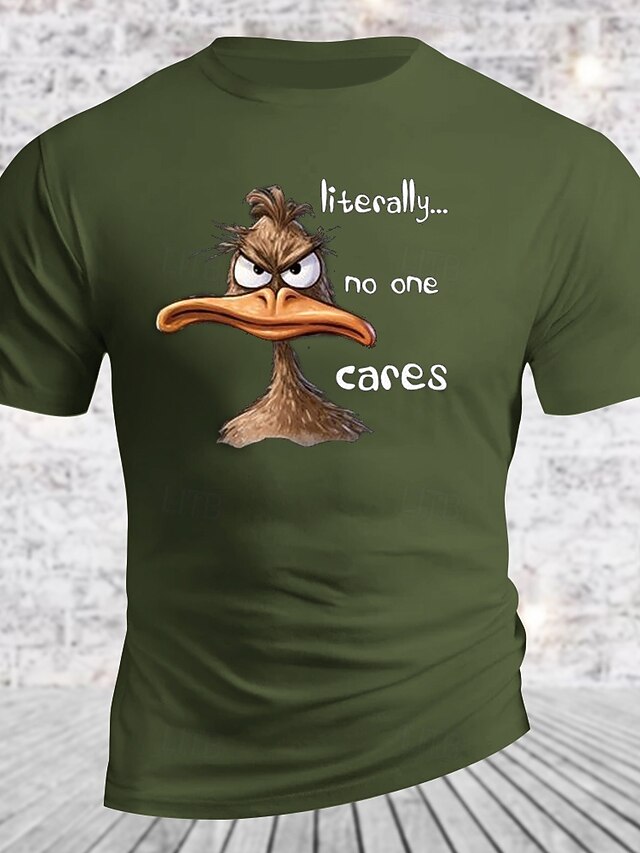  Per uomo Animale Stampa Lettere Divertente Anatra Maglietta 100% Cotone Manica Corta Grafico Camicia Nero Bianco Verde militare Maglietta comoda Streetwear Sport all'Aperto Abbigliamento di stilista