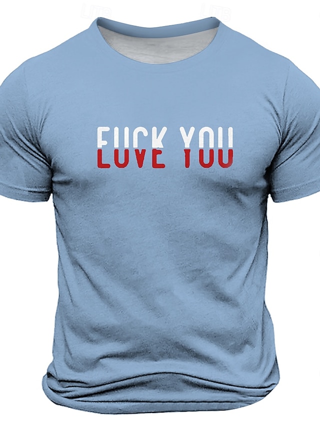  Herrars Rude Offensive Rolig Slang T-shirt Kort ärm T-shirt 3D Tryck Crew Neck T-shirt Daglig Athleisure Gata Sport Utomhus Ljusblå Svart Blå Sommar Vår Kläder Kläder S M L XL XXL XXXL