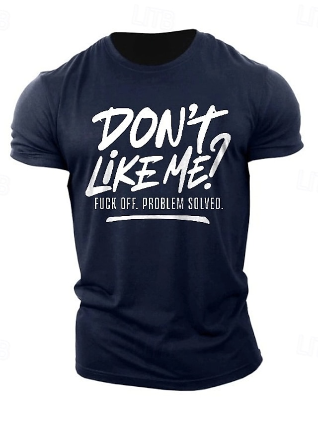  Homens Com letras estampadas Engraçado Camiseta T-shirt 100% Algodão Manga Curta Gráfico Camisa Cinzento Escuro Azul Escuro Camiseta confortável Rua Esportes Roupas de estilistas