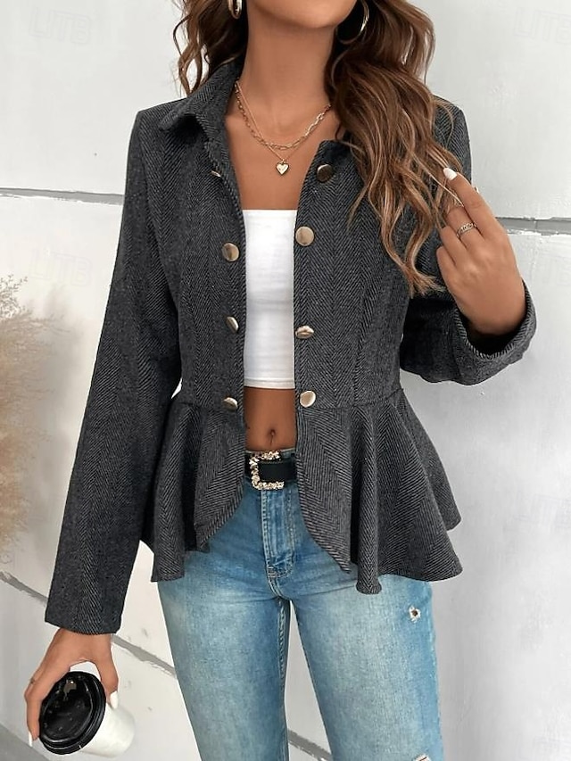  Damen Freizeitjacke Outdoor Rüsche Einfarbig Winddicht Mode Normale Passform Oberbekleidung Langarm Herbst Kamel S