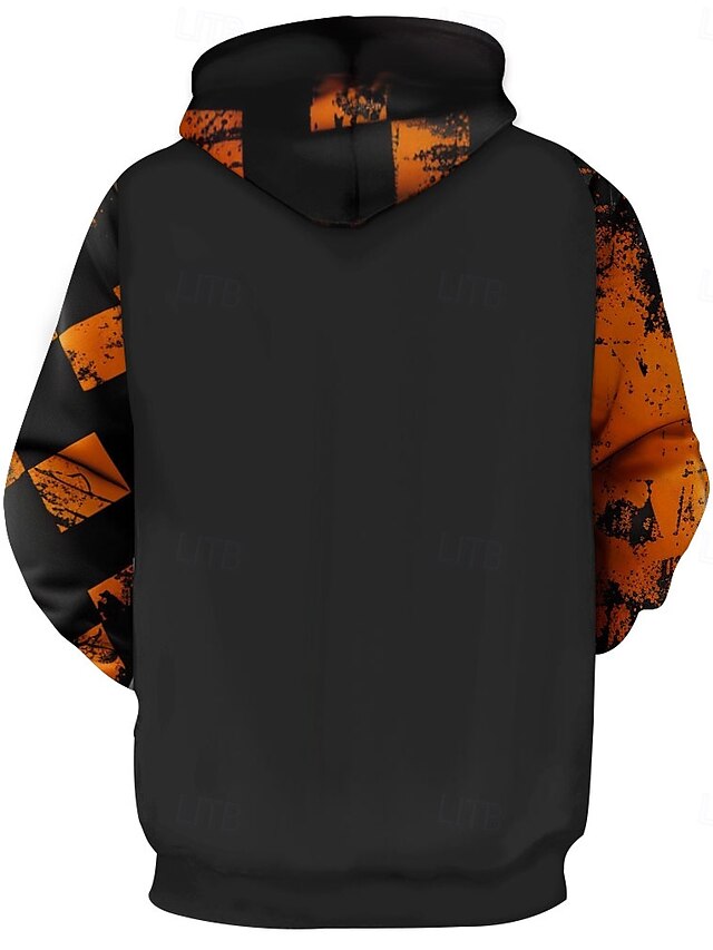  Sudadera con capucha de color cómodo y moda para hombre con estampado 3D de calabaza, sudadera con capucha de Halloween, sudadera con capucha naranja