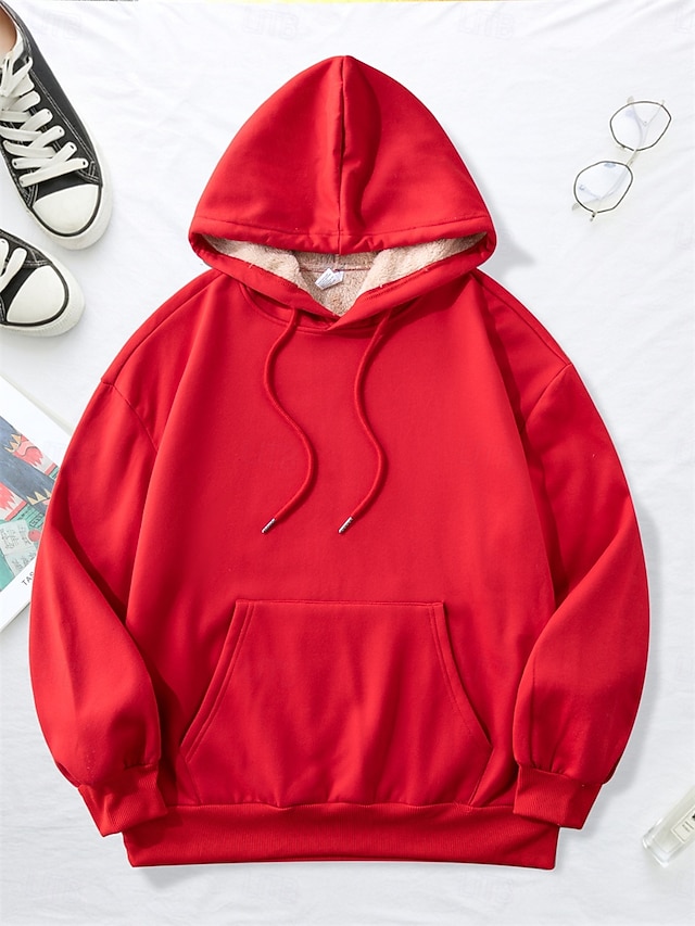  dámská mikina mikina fleece plain street denní nošení kapsa ležérní comfrt mikina s kapucí dlouhý rukáv mikroelastický podzim zima podzim & zimní comfrt prodyšná měkká tkanina