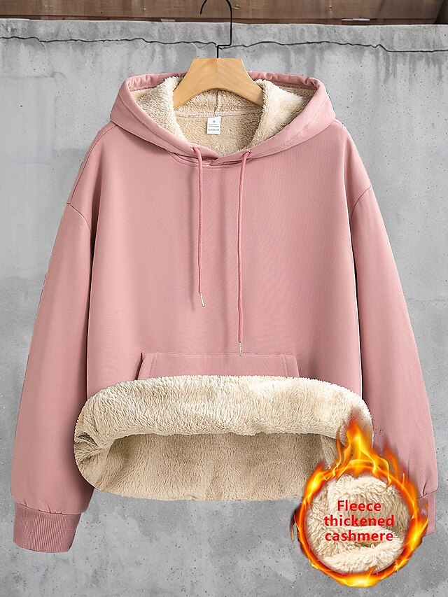 Women's Hoodie Sweatshirt Fleece Plain Street Dailywear Pocket Casual Comfrt Hoodie Long Sleeve Micro-elastic Fall Winter Fall & Winter Comfrt Breathable Soft Fabric 14