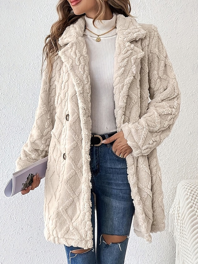  Femme Veste décontractée Chaud Confortable Ajustable Mode Couleur unie du quotidien Ouvrir le devant Normal Col rabattu Standard manche longue Vêtements d'extérieur Beige Printemps Automne