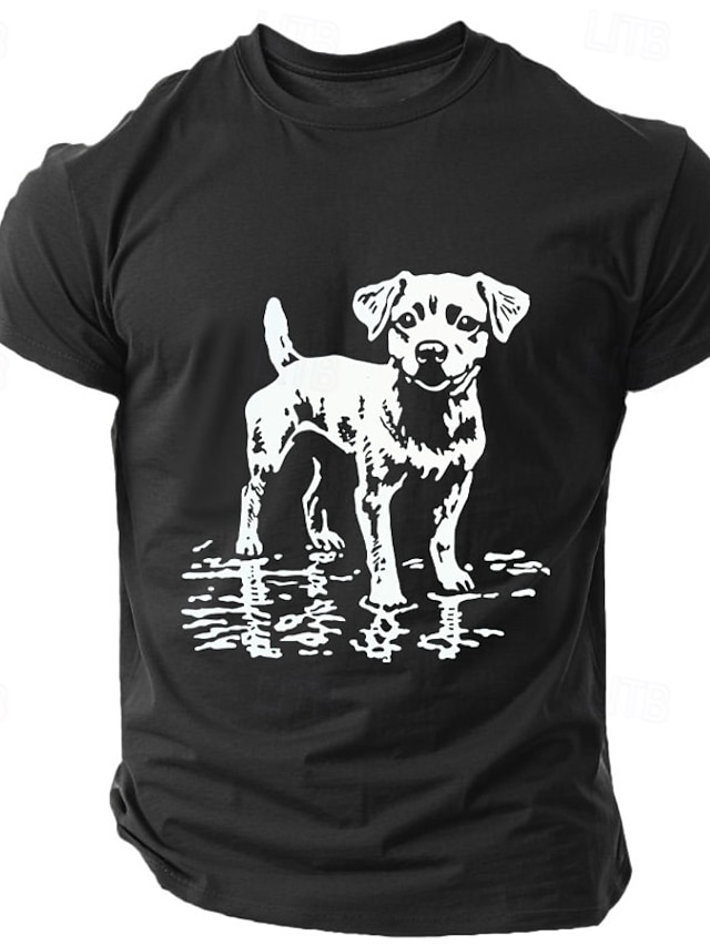  Men's Animal Dog T Shirt Tee Top 100% Cotton Short Sleeve Graphic Shirt Black Army Green Dark Blue Comfortable Tee Street Sports Outdoor Fashion Designer Clothing
