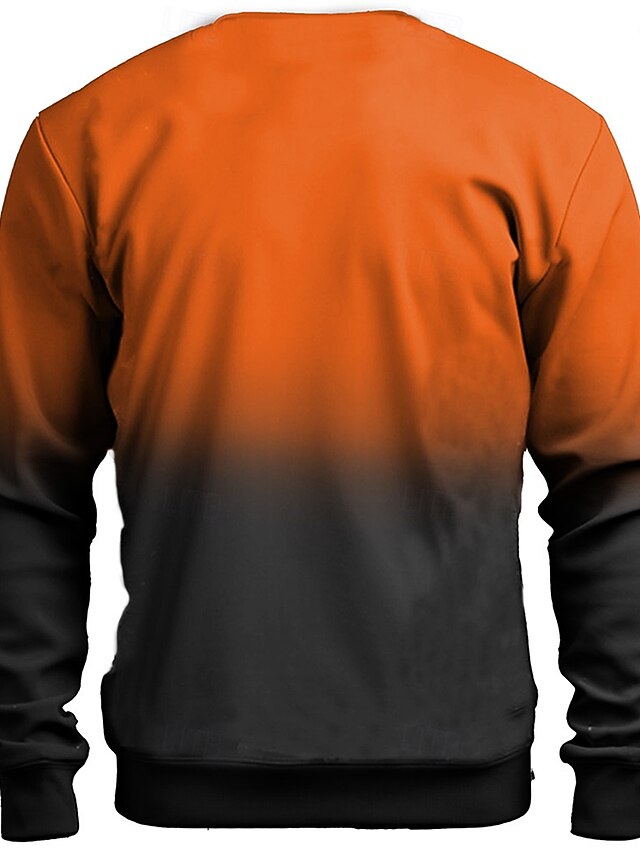 Græskar Grimasse Herre Mode 3D-udskrivning Sweatshirt Fest Halloween Hættetrøjer Sort Orange Langærmet Rund hals 3D-udskrivning Efterår Vinter Designer Hættetrøje