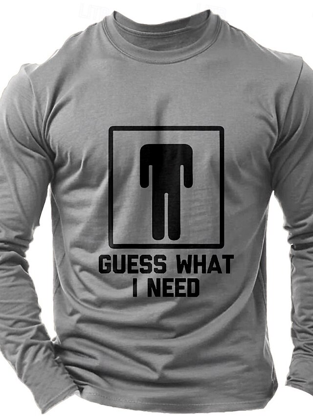  Voor heren Woord / tekst Abstract T-shirt Shirt met lange mouwen 100% katoen Lange mouw Grafisch Shirt Donker heidegrijs Zwart Wijn Comfortabel T-shirt Vakantie Straat Modeontwerper kleding