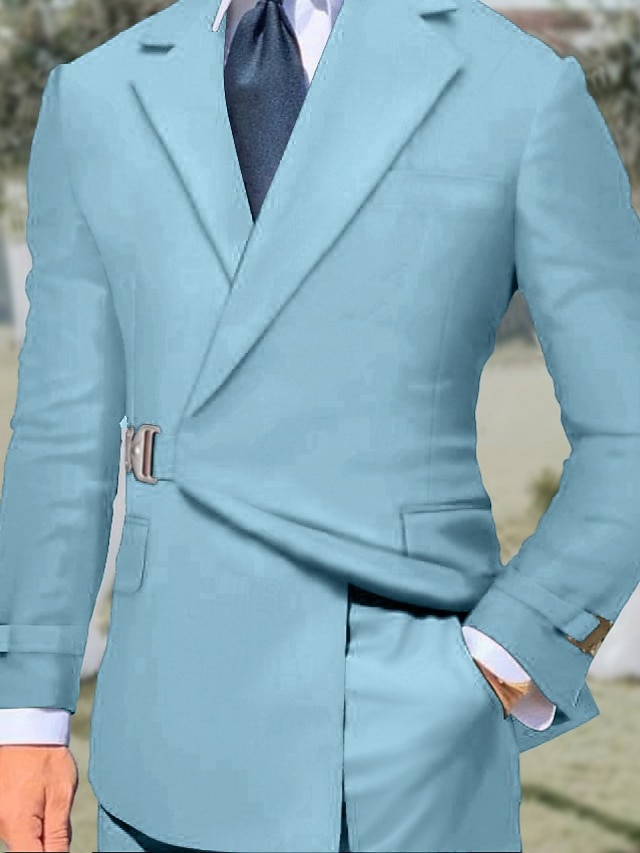 Pink Men's Tailored Fit Single-Breasted Buttons 2 Pieces Casual Beach Wedding Suits
