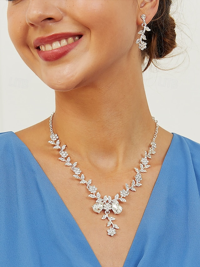  elegante set di collana e orecchini da donna in zirconi e lega - perfetto per matrimoni e occasioni speciali
