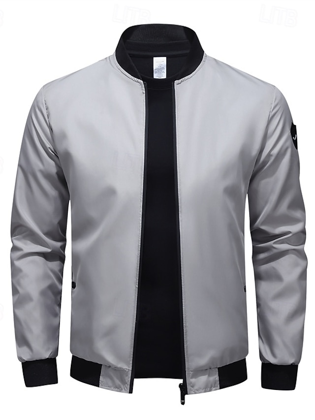  Homme Vest Bomber Veste de transition Sortir Avec Poches Toutes saisons Uni Occasionnel Col montant Régulier Noir Bleu Vert Véronèse Gris Veste