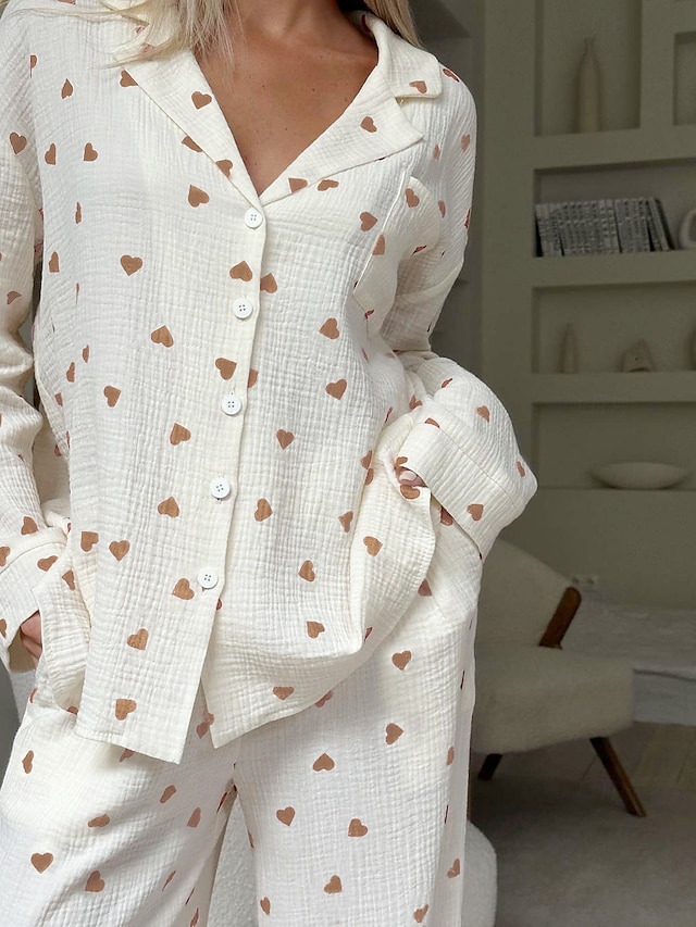  dames print chemises&jurken nachtkleding - katoenen grafische thuisoutfits