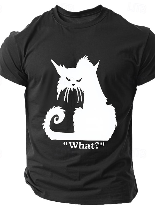  Homens Gato dia das Bruxas Camiseta T-shirt 100% Algodão Manga Curta Gráfico Camisa Preto Branco Cinzento Escuro Camiseta confortável Rua Esportes Roupas de estilistas