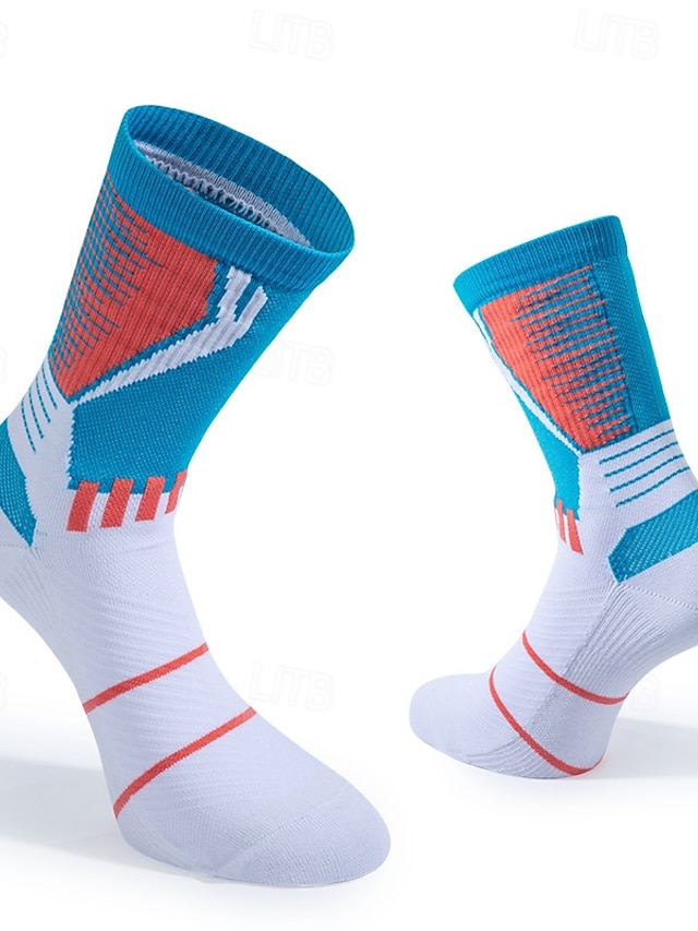  Homme 1 paire Chaussettes Chaussettes de Course Chaussettes décontractées Bleu Vert Couleur Bloc de couleur Sport & Loisir du quotidien Vacances Basique Moyen Printemps Automne Mode Décontractées