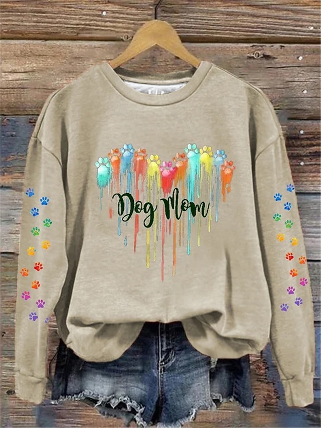  Damen Pullover Herz Regenbogen Alltagskleidung Print lässig Rundhals Langarm mikroelastisch Winter Frühling&Fallkomfort, atmungsaktives, weiches Gewebe