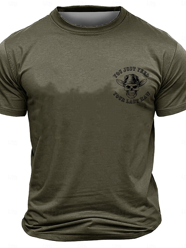  Per uomo Teschi maglietta Manica corta maglietta Stampa 3D Girocollo Camicia Di tendenza Athleisure Strada Sportivo Verde scuro Estate Primavera Abbigliamento S M L XL XXL XXXL