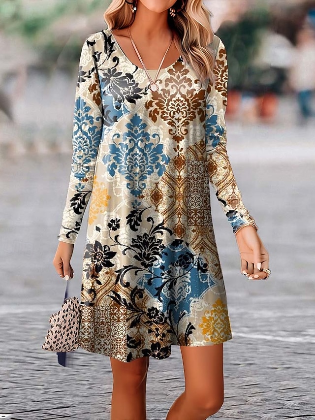 Halloween Damen Kleid Langarm - Kürbis Bedruckt Für Partys & Feiern