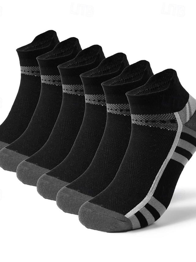  Homme 6 paires Paquets multiples Chaussettes Chaussettes de Course Chaussettes décontractées Noir Rouge Couleur Bloc de couleur Sport & Loisir du quotidien Vacances Basique Moyen Printemps Automne
