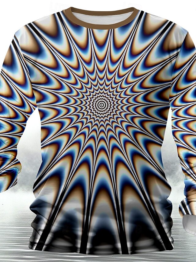  Miesten Geometrinen T-paita Pitkähihainen T-paita 3D-tulostus Tiukka pyöreä kaula-aukko Paita Liioiteltu Suunnittelija Retro / vintage Katu Kausaliteetti Päivittäin Musta Kesä Kevät Syksy Vaatetus S