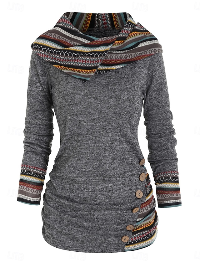  t-shirt femme mode moderne décontracté manches longues hauts réguliers col rond quotidien week-end vin bleu vert gris printemps automne