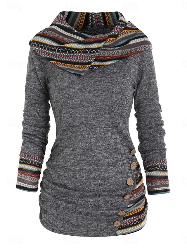 Women's T Shirt Fashion Modern Casual Long Sleeve Regular Tops Crew Neck Daily Weekend Wine Blue Green Gray Spring Fall 9