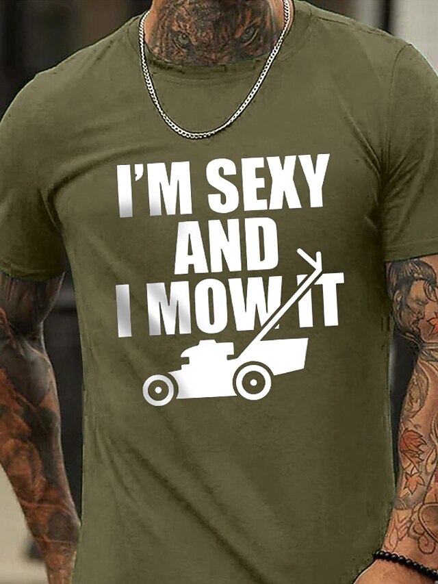  Homme Voiture Imprimé Lettre T-shirt 100% Coton Manche Courte Graphique Chemise Vert Véronèse Bleu de minuit T-shirt confortable Rue Sport en Plein Air Vêtements de créateurs de mode