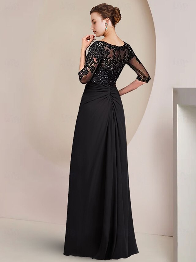 Square Puff Sleeves Belt Sheath Fitted Mother of Bride Dress main image 0