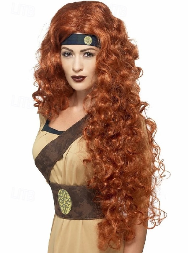  中世の戦士女王ウィッグ アーバン ハロウィン コスプレパーティーウィッグ