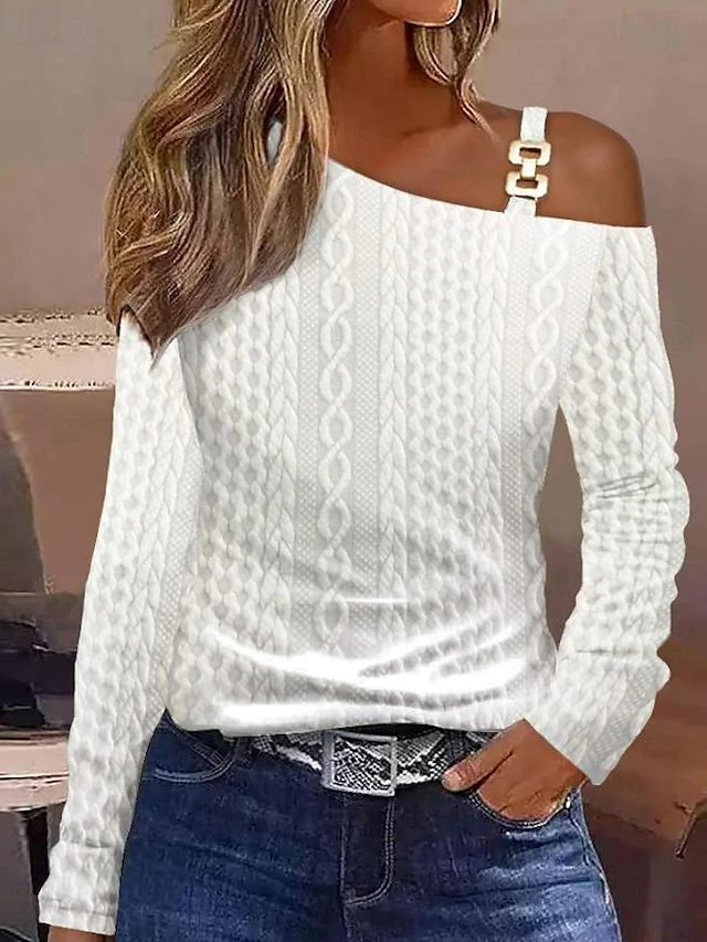 Women's Blouse Stylish Modern Long Sleeve Regular Tops Work Daily White Spring Fall4