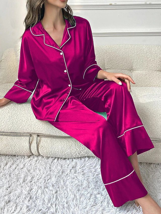 Women's Split Chemises & Gowns Nightwear - POLY Solid Colored Home Outfits 33
