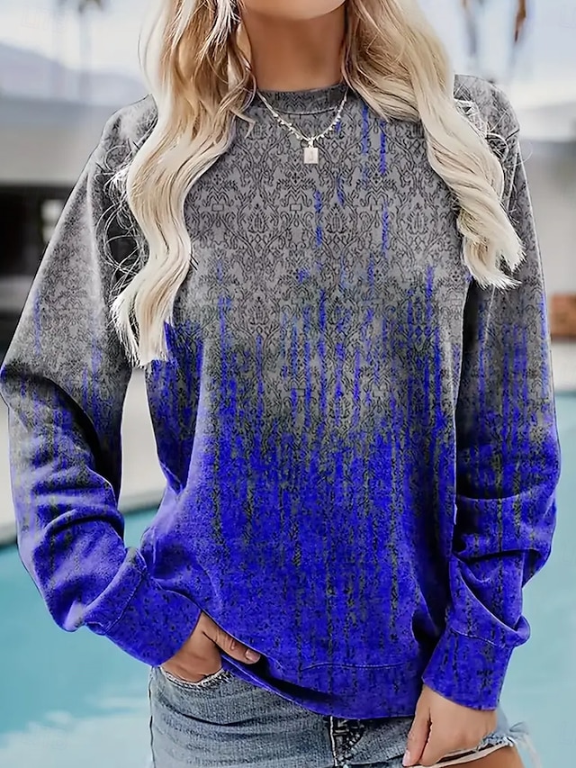  dames sweatshirt grafische straat dagelijkse kleding print casual ronde hals lange mouw micro-elastisch herfst winter comfrt ademend zacht materiaal