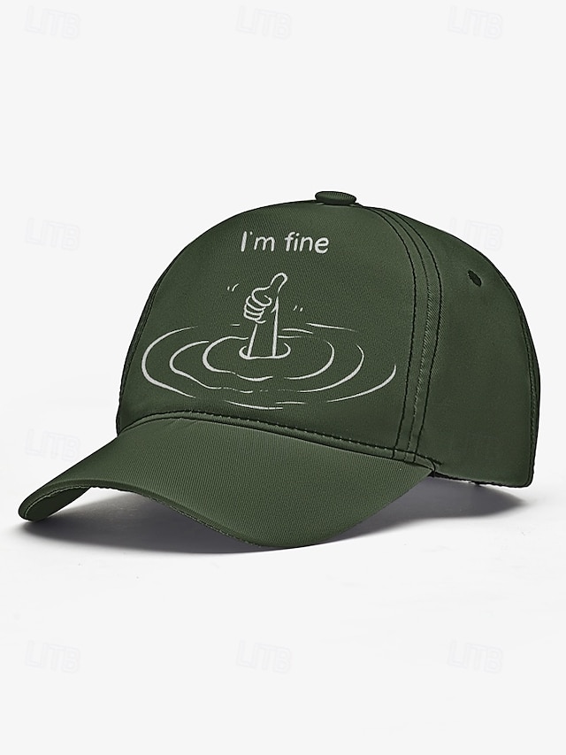  casquette de baseball bleu marine pour homme avec imprimé graphique « je vais bien » – motif brodé amusant, snapback réglable pour un usage décontracté