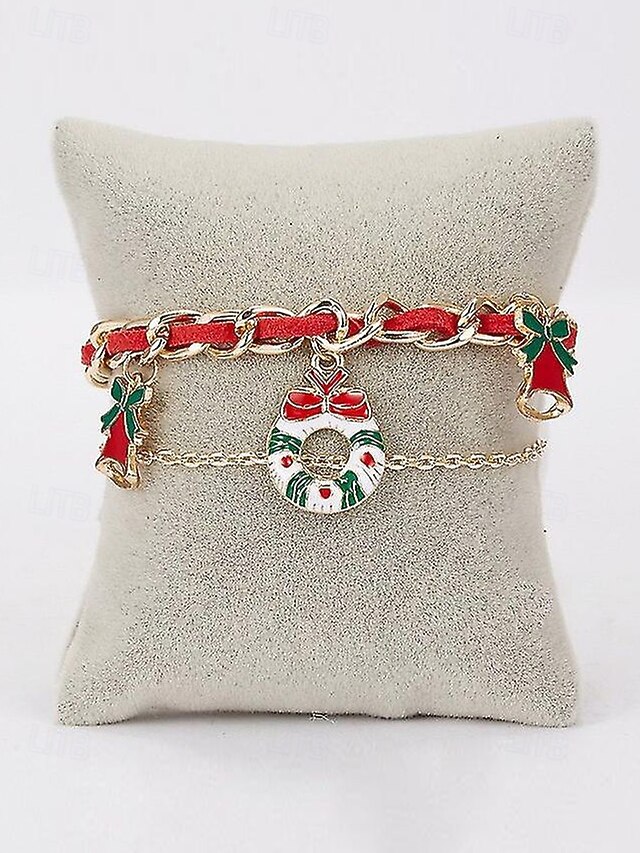 Women's Beaded Bracelet Alloy Christmas Day 2024 6.99