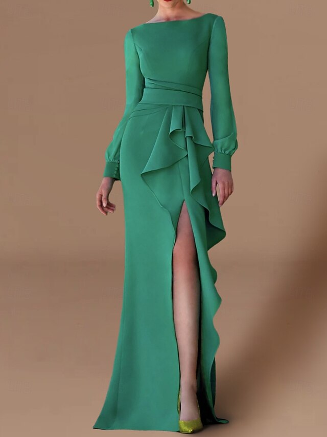 Square Neck Sleeveless Formal Gown A-Line Back Zipper Evening Dress with Sweep Train