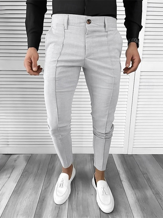  Bărbați Costume Pantaloni conici Pantaloni chinez Nasturi Buzunar Simplu Confort Oficial Petrecere Muncă Modă Stil Clasic Negru Alb Micro-elastic