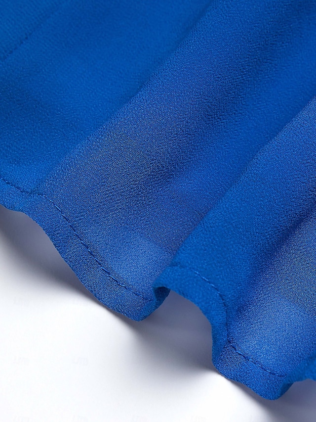  Naisten Teen pituus Kietaisumekko A linjainen mekko Tyylikäs Juhla Ruffle Sleeve Häät Juhla Normaali Tavallinen V kaula-aukko Sininen Apila Kesä