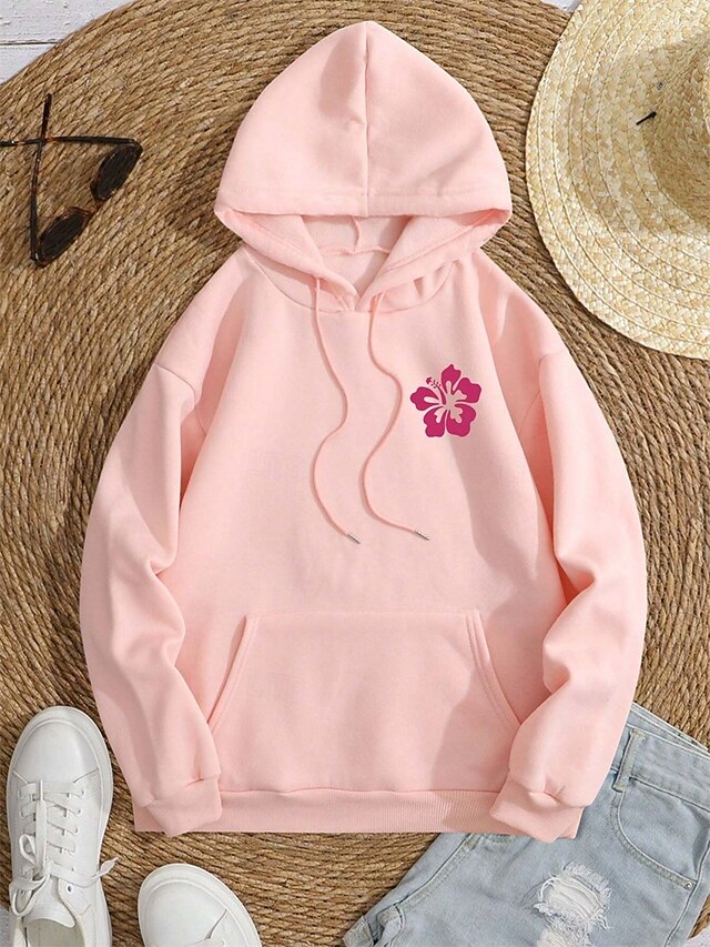 Women's Hoodie Sweatshirt Polyester Fleece Floral Letter Street