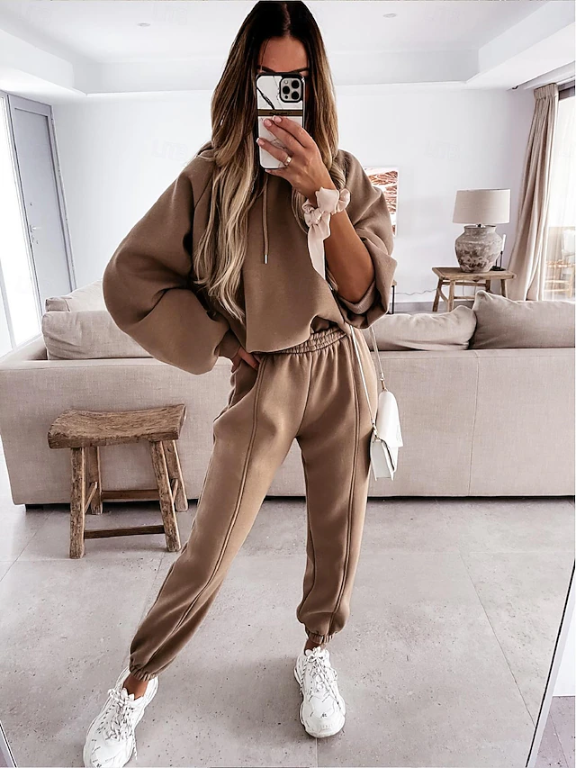 Comfry Hoodies Women's Tunic Work Gym Sports Daily Long Sleeve Brown Spring Fall4