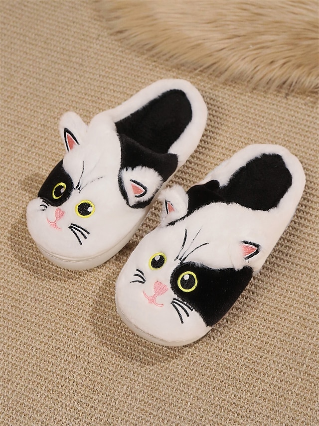 Women's Plush Cat Face Slippers – Cozy Furry Indoor Footwear with Cute Animal Design for Winter Comfort 10