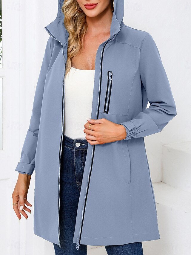  Dames Jas Vrijetijdsjas Werk Zak Effen Kleur Winddicht Modieus Ruim Passend bovenkleding Lange mouw Herfst Zwart S