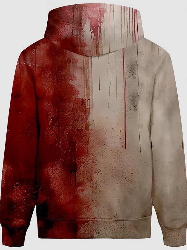  Blood stains Men's Exaggerated 3D Print Hoodie Sports Outdoor Holiday Streetwear Halloween Hoodies Red / White Hooded Print Front Pocket Spring &  Fall Designer Hoodie Sweatshirt