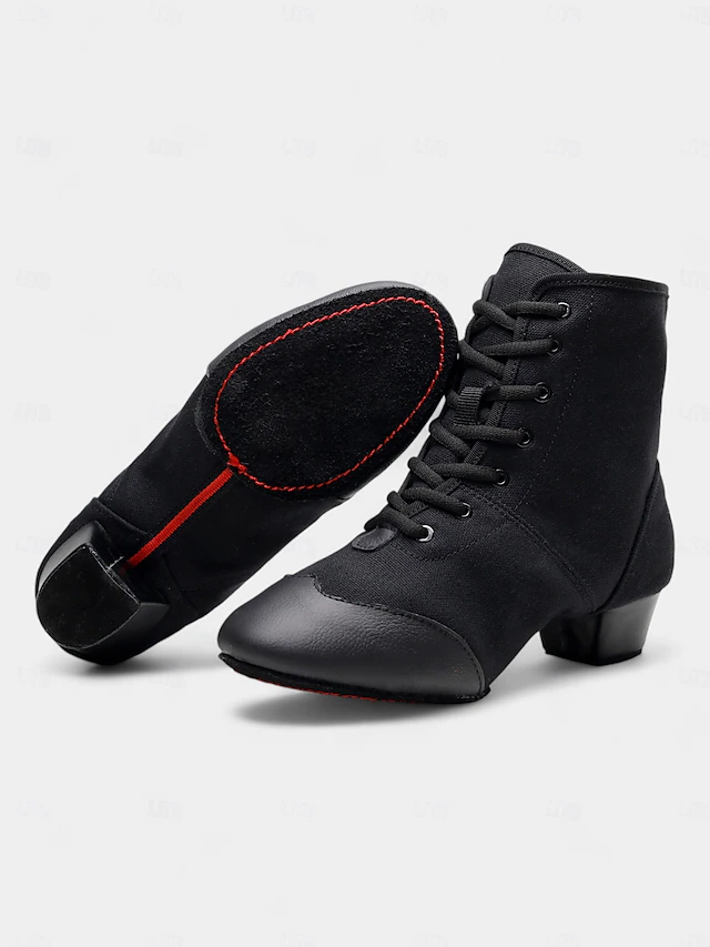 Women's Black Lace-Up Jazz Dance Boots with Suede Sole – Comfortable Performance Shoes for Ballroom, Latin, and Stage Dance 7